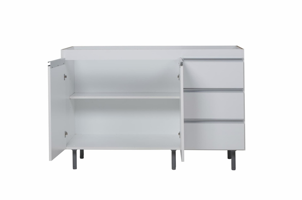 Bajo Mesada Arco 1.20 C/ 2pts 3caj. blanco aluminio