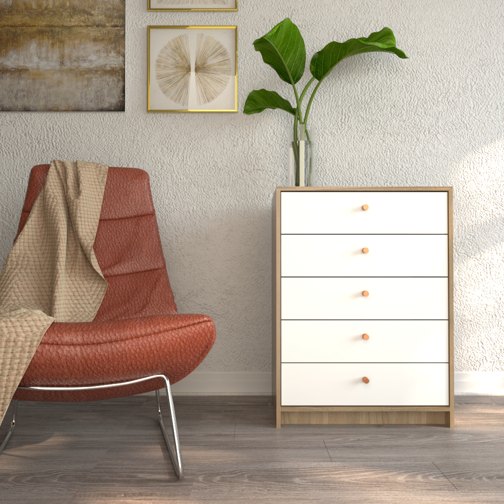 Chifonier 0.64m 5 cajones olmo f/everest