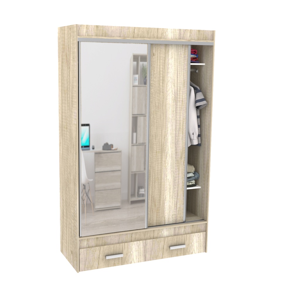 Vestidor Corsa 2 Puertas 1 Puerta Con Espejo 140X220 Blanco