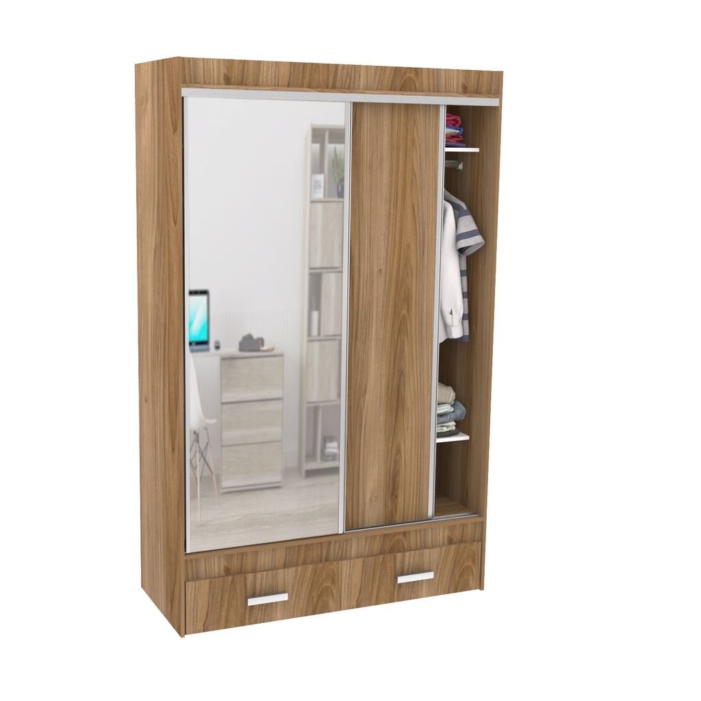 Vestidor Corsa 2 Puertas 1 Puerta Con Espejo 140X220 Blanco