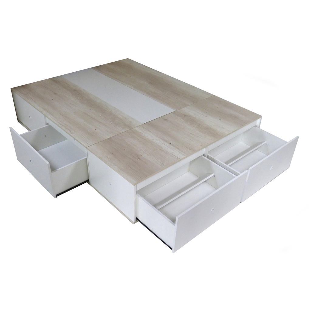 Base De Colchon Con 6 Cajones 170 Cm Ancho Helsinki/Blanco