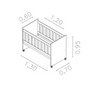 Cuna Con Ruedas 128X68X90 Cm Helsinki Blanco