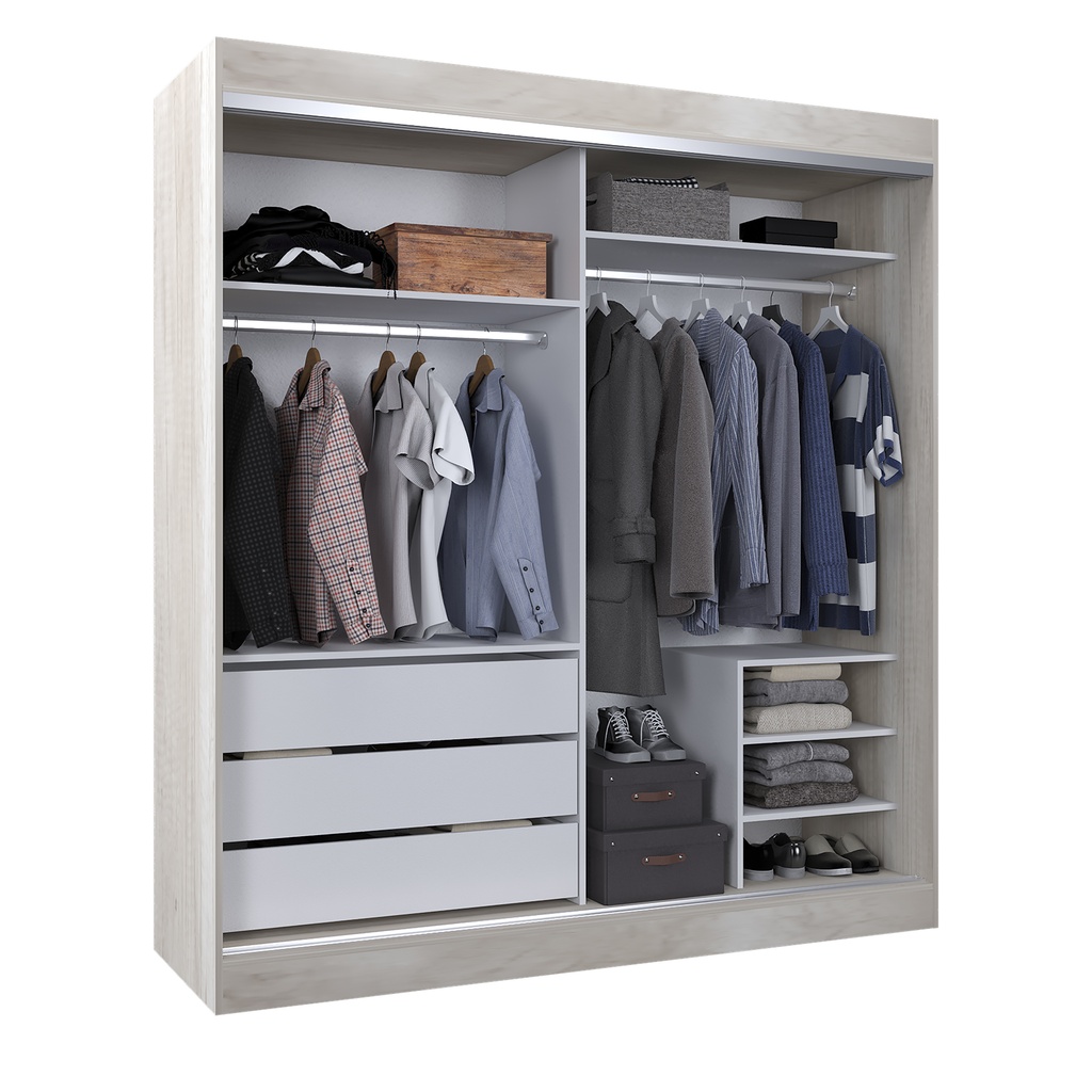 Vestidor 2 Puertas 1 Puerta Con Espejo 180X200 Helsinki