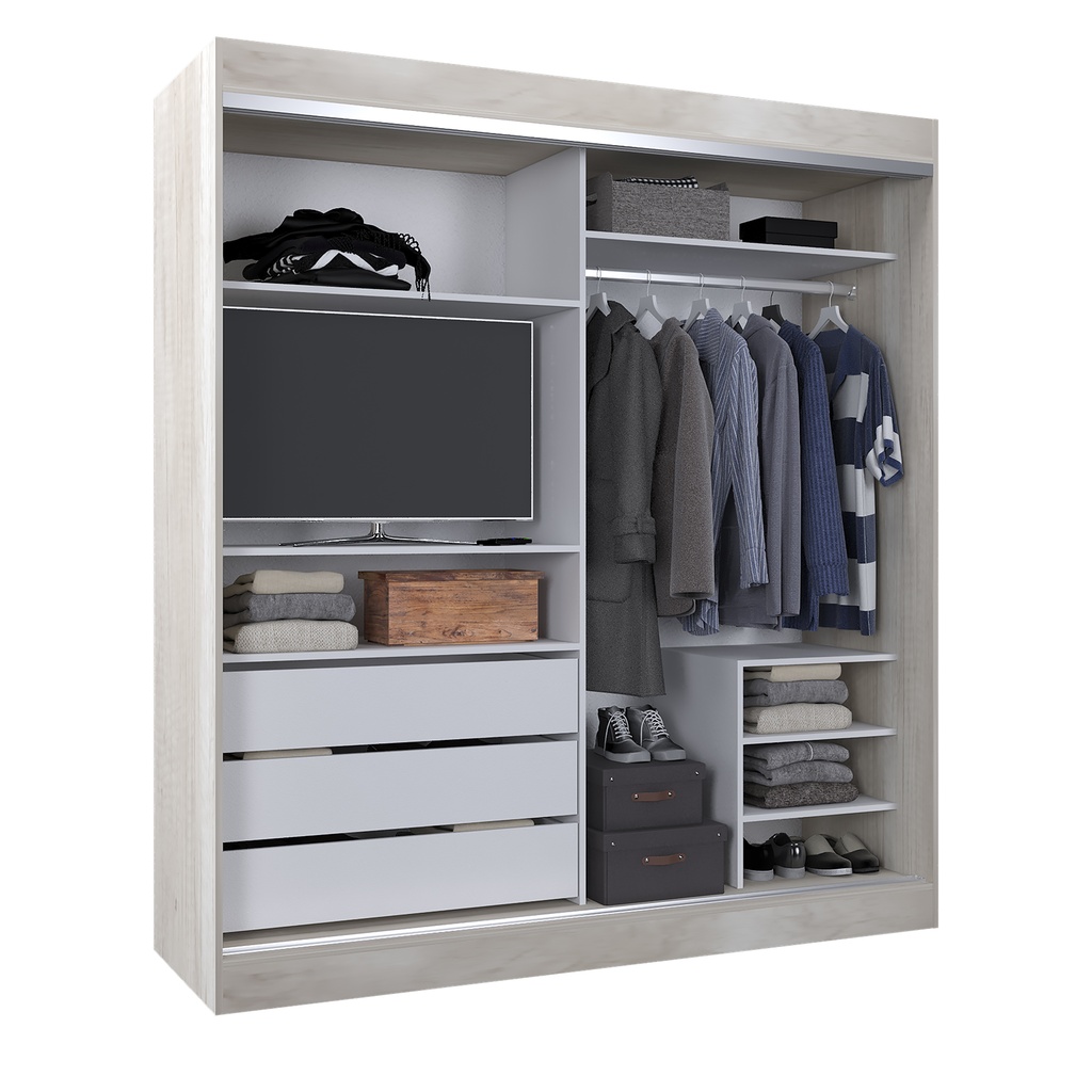 Vestidor 2 Puertas 1 Puerta Con Espejo 180X200 Helsinki