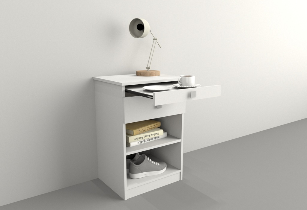 Mesa De Luz Con Desayunador Blanco