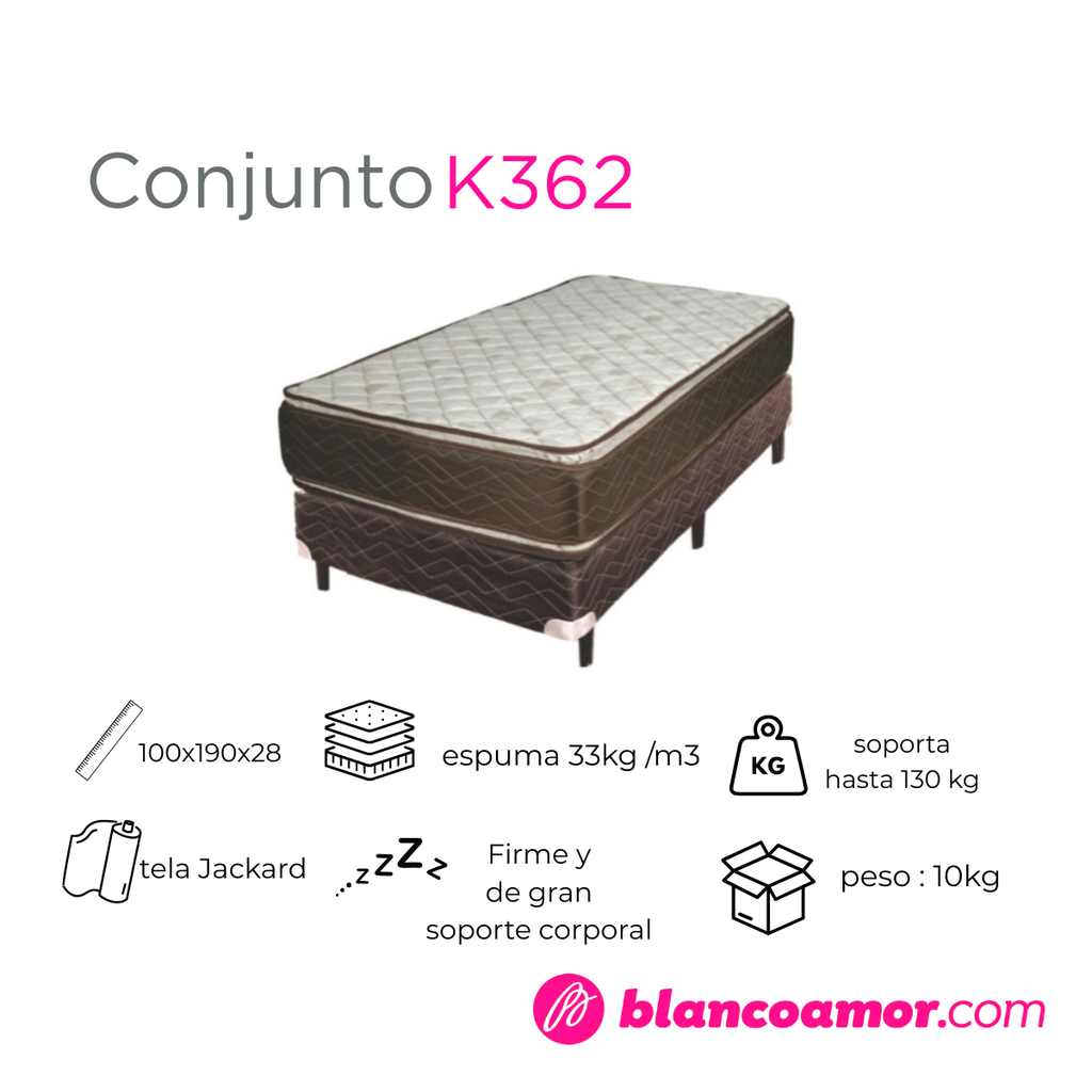 Conjunto de colchón y sommier 362 1 1/2 plaza 1.00 x 1.90