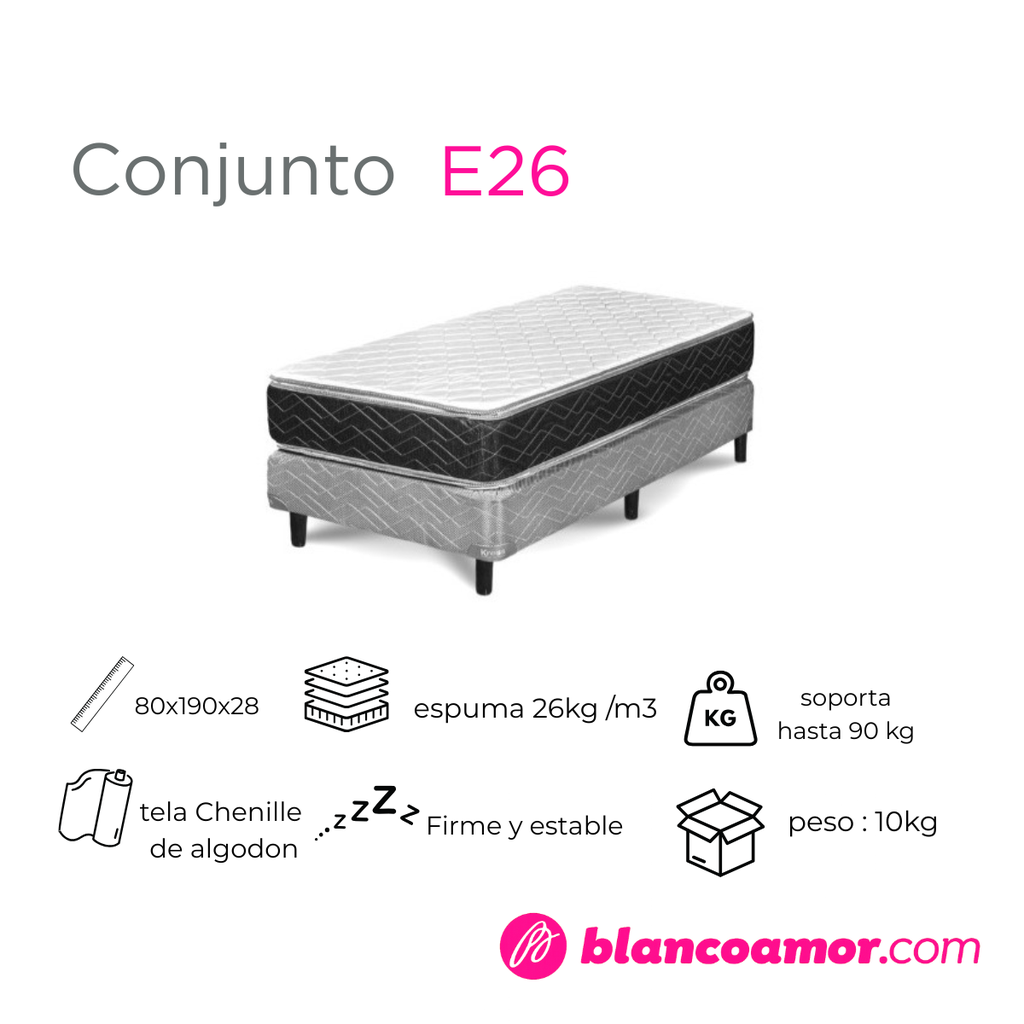 Conjunto de colchón y sommier  (Gani) E26 Con Pillow 080 X 190 X 28