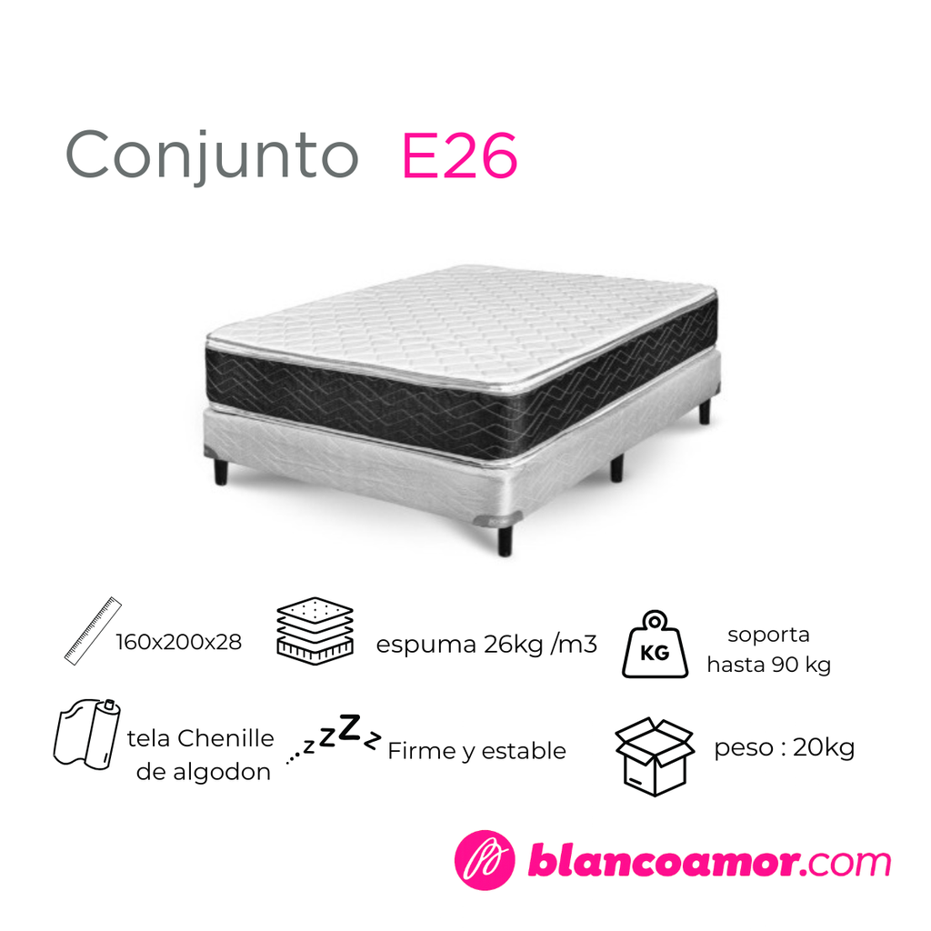 Conjunto de colchón y sommier  (Gani) E26 Con Pillow 160 X 200X 28 