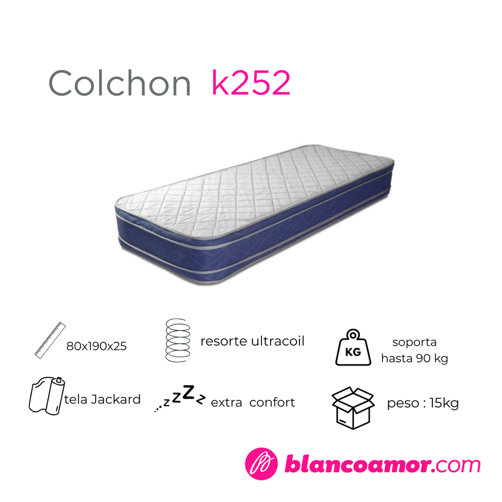 Colchon K252 0.80 X 1.90 X 25 Azul