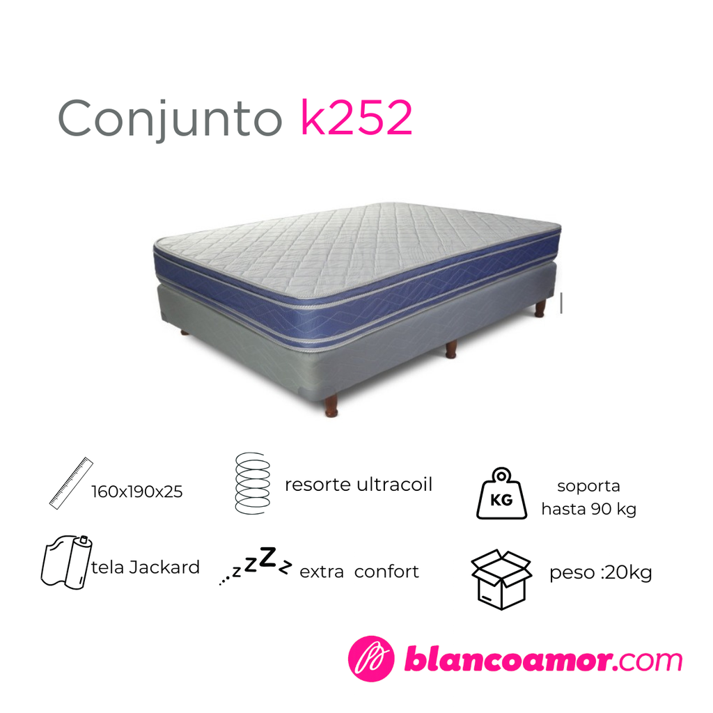 Conjunto de colchón y sommier K252 1.60 X 2.00 Azul 