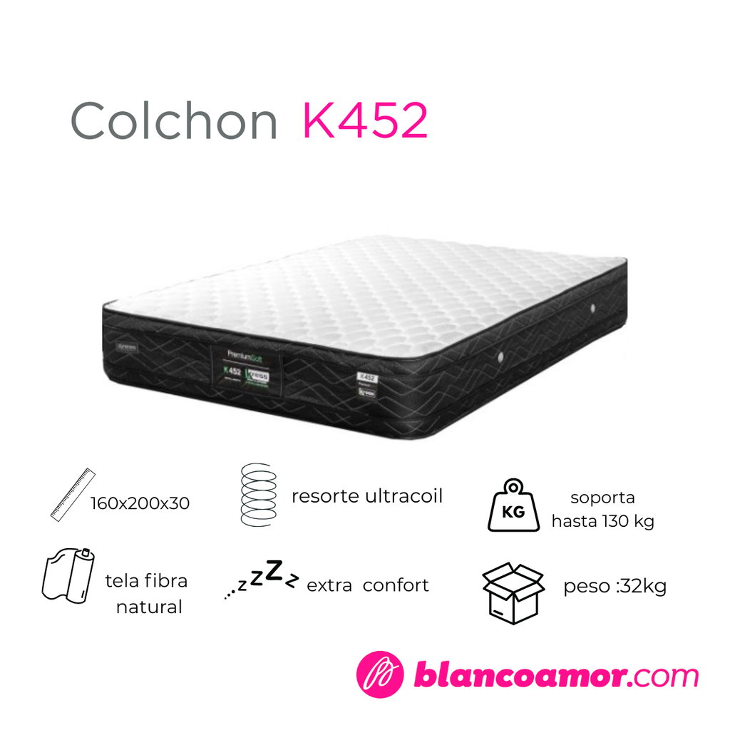 Colchon K452 1.60 X 2.00 X 0.27 Blanco C/Negro