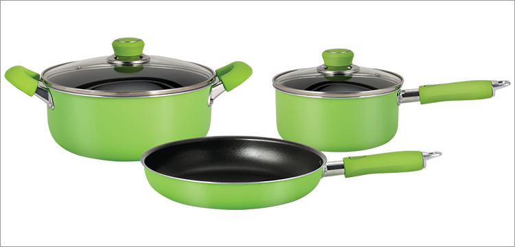 Bateria De Aluminio  Hudson-Set Ollas/Cacerolas Y Sarten 5 Pzs - Color Verde