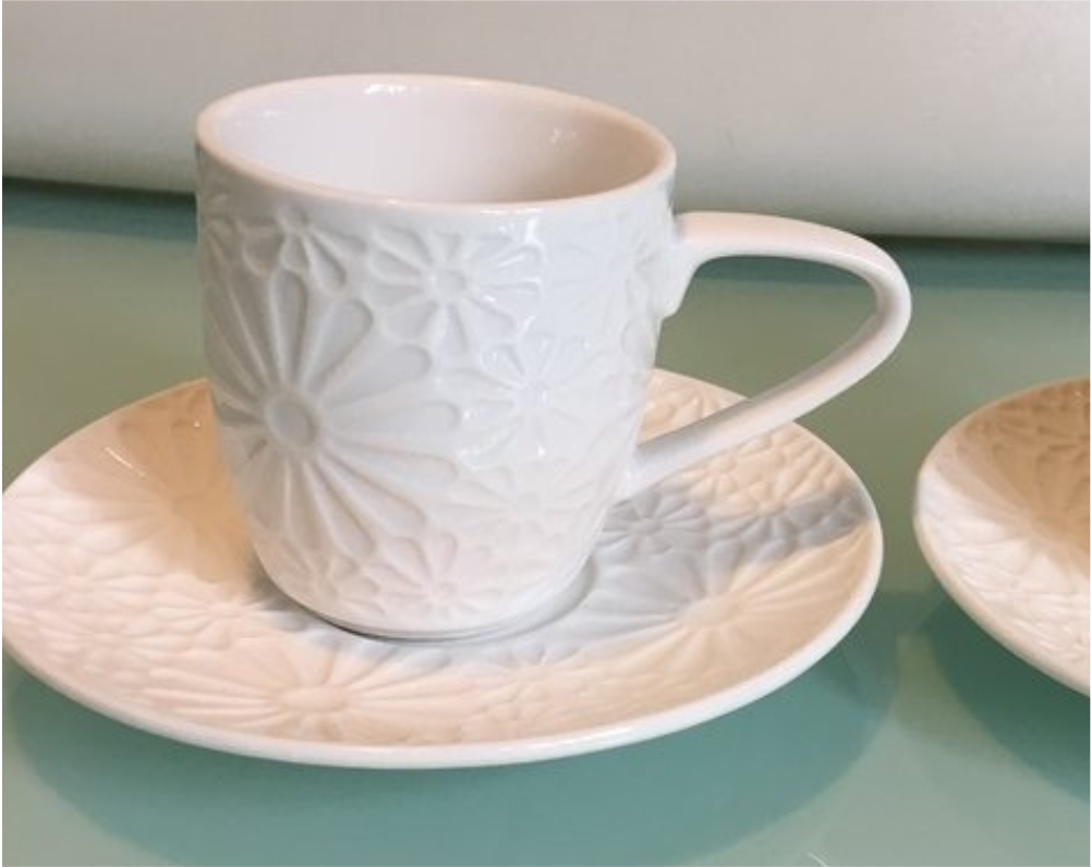 Taza C/ Plato Porcelana Trama Margarita Taza: 11X7.2X7.5Cm Plato: 14X14X1.5Cm