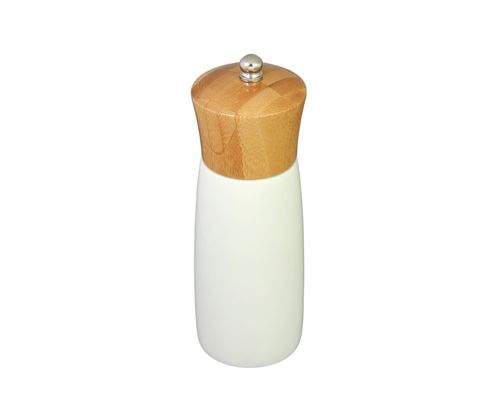 Molinillo Base Blanca Tapa Bamboo Recta 15 Cm