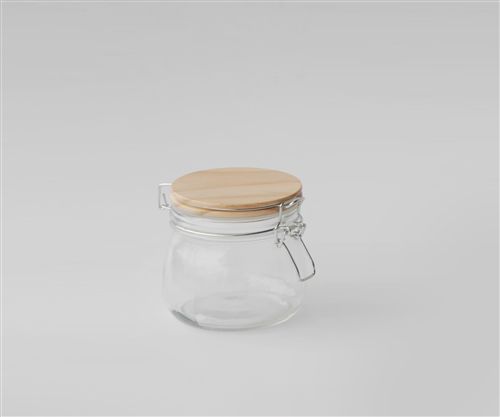 Frasco Vidrio Red Cierre Hermetico Tapa Bamboo 11X11X10.5Cm