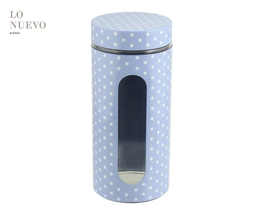 Frasco Vidrio Metal Celeste C/ Lunares Bcos 10.1*23Cm 1350Ml