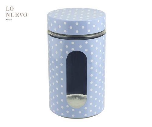 Frasco Vidrio Metal Celeste C/ Lunares Bcos 10.1*18Cm 1000Ml