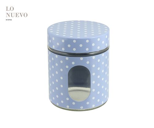 Frasco De Vidrio Metal Celeste C/ Bcos 10.1*12.5Cm 650Ml