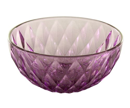 Bowl De Vidrio Purpura Diseño Diamantes 17 Cm