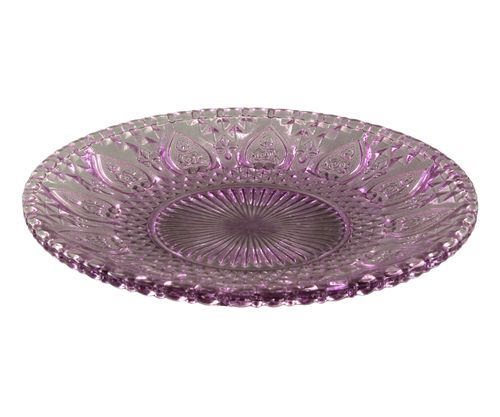 Plato De Vidrio Purpura Diseño Petalos 22,80 Cm