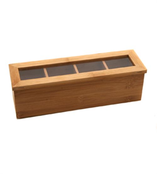 Caja De Te Bamboo 4 Divisiones 32X9 Cm