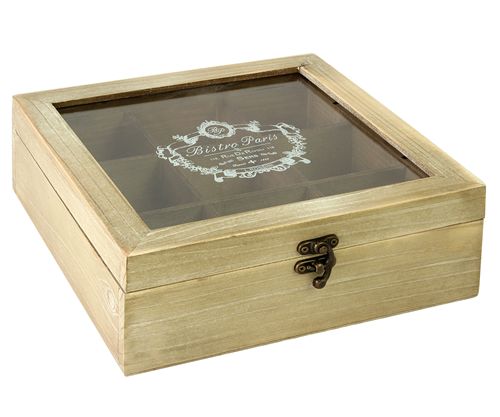 Caja De Te 9 Divisiones Madera Bistro Paris 24 X 24 X 8 Cm