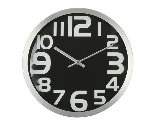 Reloj Negro Borde Grueso Acero Num Gdes 30 Cm
