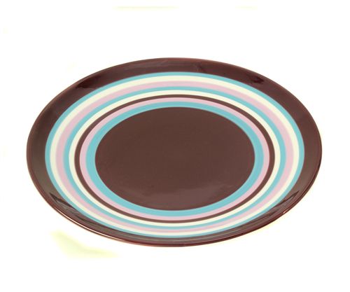 Fuente 33 Cm Ceramica Rayas Color Violeta -1-