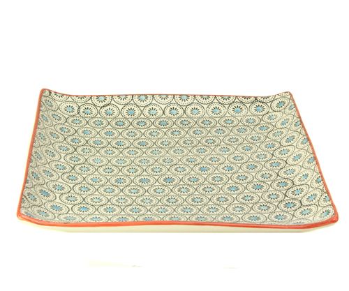 Bandeja Cuad Circulos Celestes Ceramica 25 Cm -2-