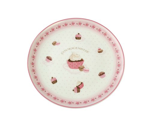 Plato Porcelana Blanca C/ Diseño De Cupcake Red 19 Cm  -1-