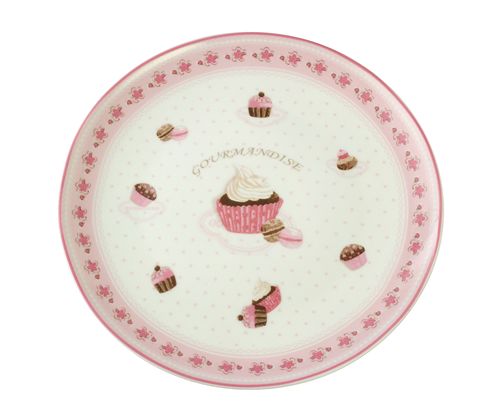 Plato Porcelana Blanca C/ Diseño De Cupcake Red 24 Cm  -1-