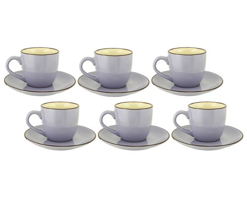 Set X 6 Tazas  220Cc Con Plato De Ceramica Lila -1-
