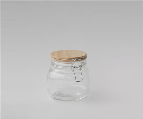 Frasco Vidrio Cuad Cierre Hermetico Tapa Bamboo 11.6X12.4Cm-1-