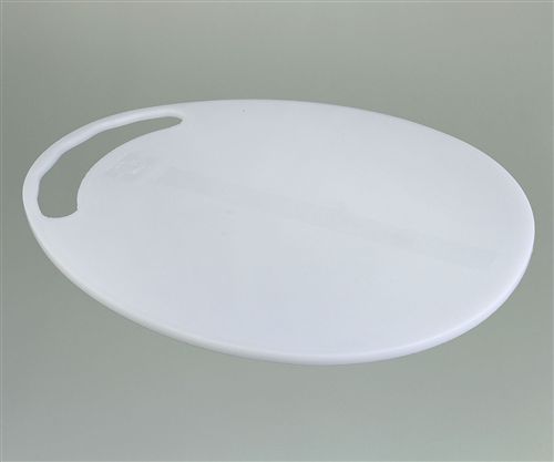 Tabla De Picar De Plastico Blanco Ovalada Con Mango 37X31 Cm