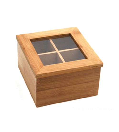 Caja De Te Bamboo 4 Divisiones 17X17 Cm -1-