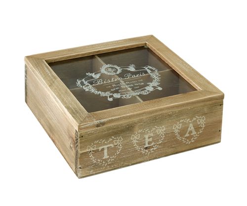 Caja De Te 4 Divisiones Madera Bistro Paris -1-