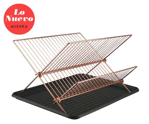 Secaplatos Cobre En Equis 43 X 32 Cm Bandeja Negra