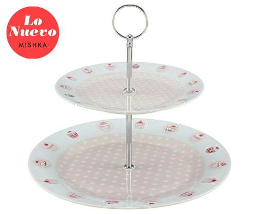 Plato Para Masas 2 Pisos Porcelana Cupcake 26,70/19Cm