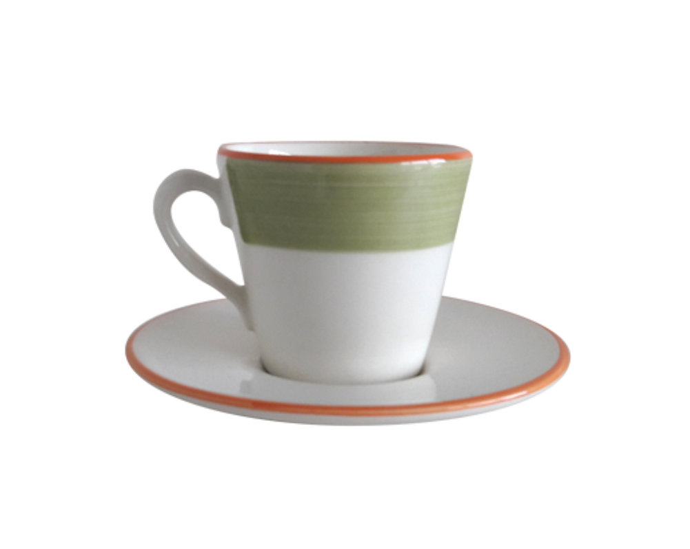 Plato + Taza Cafe Ceramica - Verde