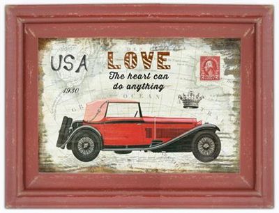 Cuadro Auto Rojo Madera 30 X 40