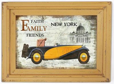 Cuadro Auto Amarillo Madera 30 X 40