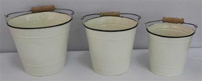 Set X 3 Baldes Portamacetas Blancos