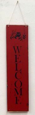 Cartel &quot;Welcome&quot; Vertical Rojo 15X60 Cm.
