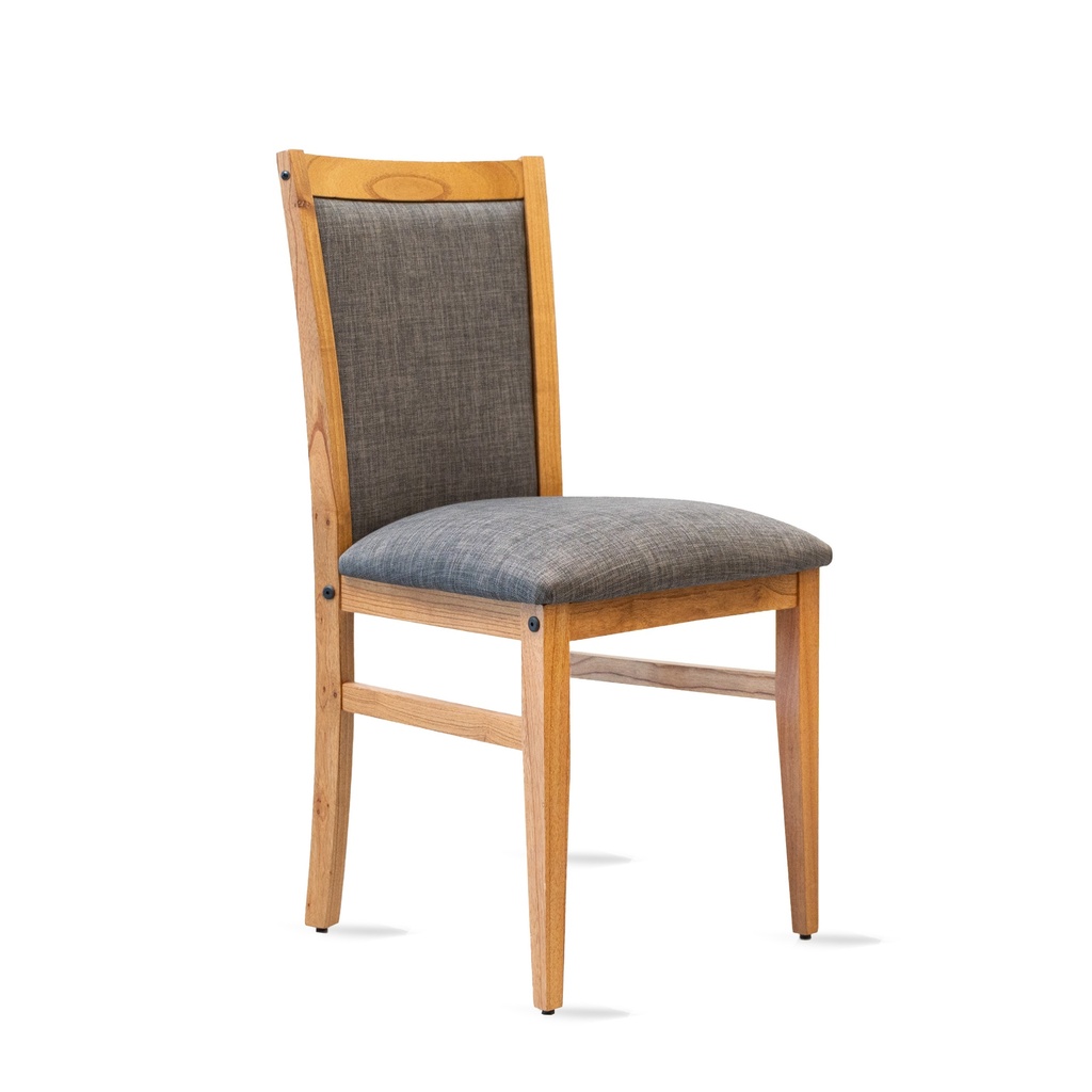 Silla Camila Paraiso Roble Nro 4 Asiento Tapizado Gris (oscuro)