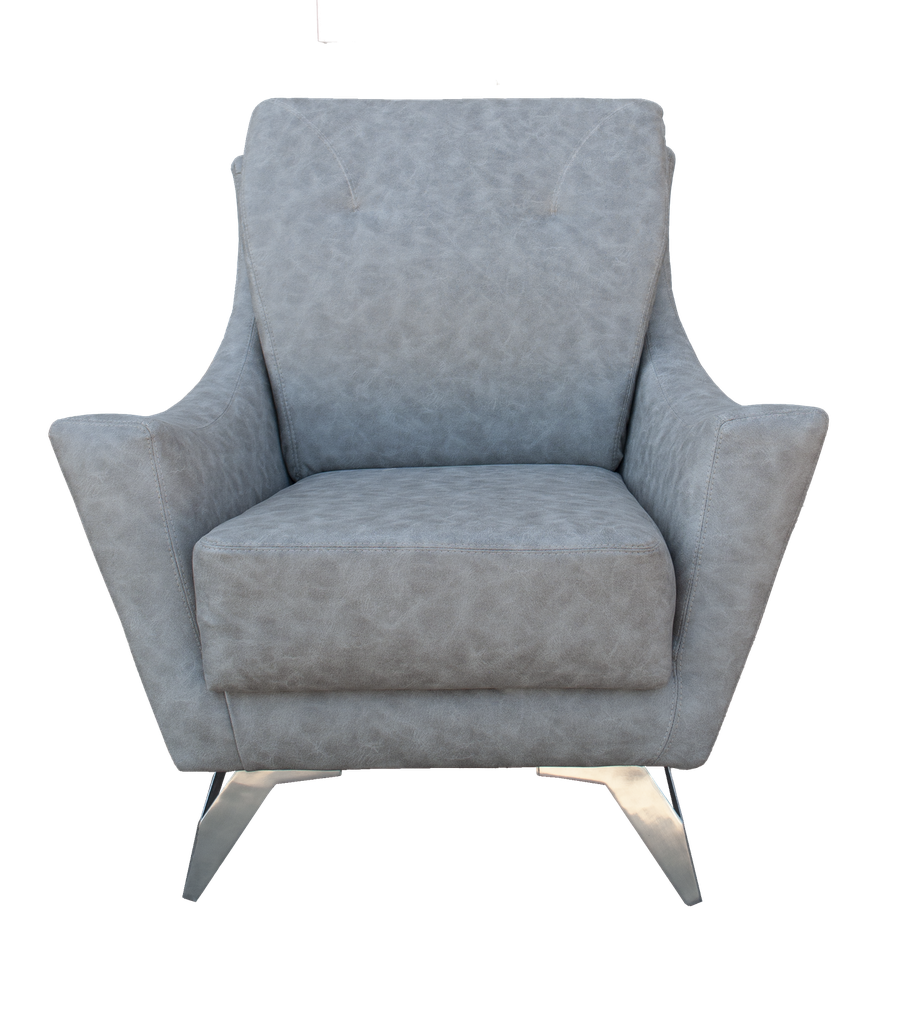 Sillon Renata 1 Cpo Cuerotex Stone (Piedra) 030 G4 Pata Cromada