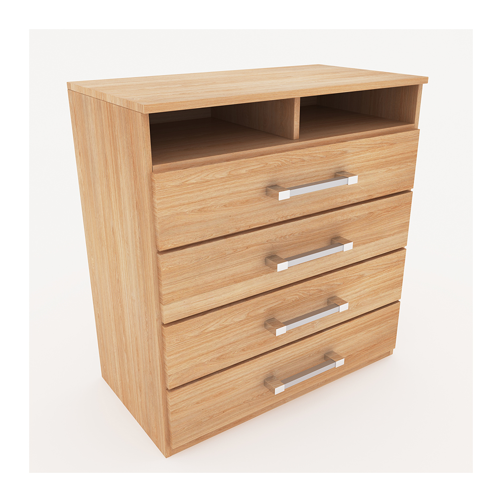 (D). Comoda 4 Caj Roble Natural 91 X 86 X 45 Cm