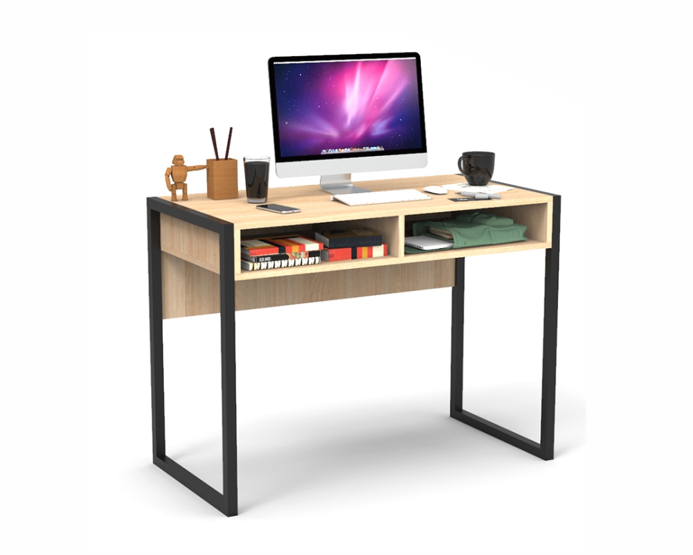 Escritorio Mesa de oficina Pc 75 X 104 X 42 Cm 2 Nichos Roble Natural