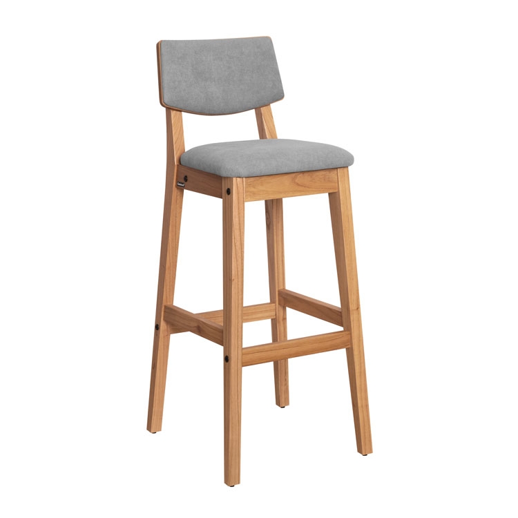 Banqueta Osaka Roble Tapizado Gris Claro