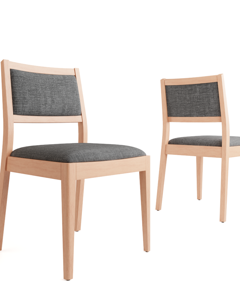 Silla Mauna Roble Leriex Chenille Gris