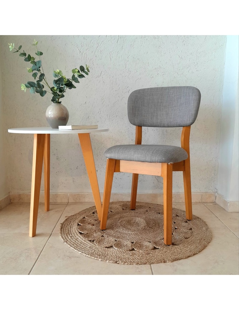 Silla Eyra L/ Roble Leriex Chenille Gris